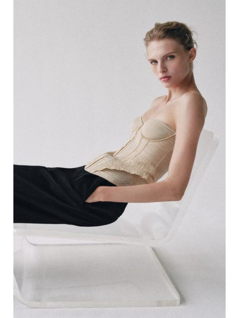 ZARA TEXTURED MIXED-FABRIC CORSET 1067/461/712
